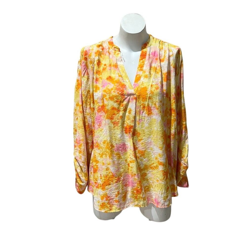 Floral and Ivy Women's XL Floral V-Neck Long Sleeve Blouse Multicolor